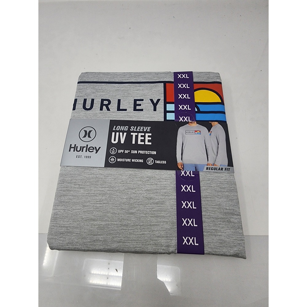 Hurley Mens Long Sleeveβ UV Tee Gray Polyester Blend Athletic Size XXL